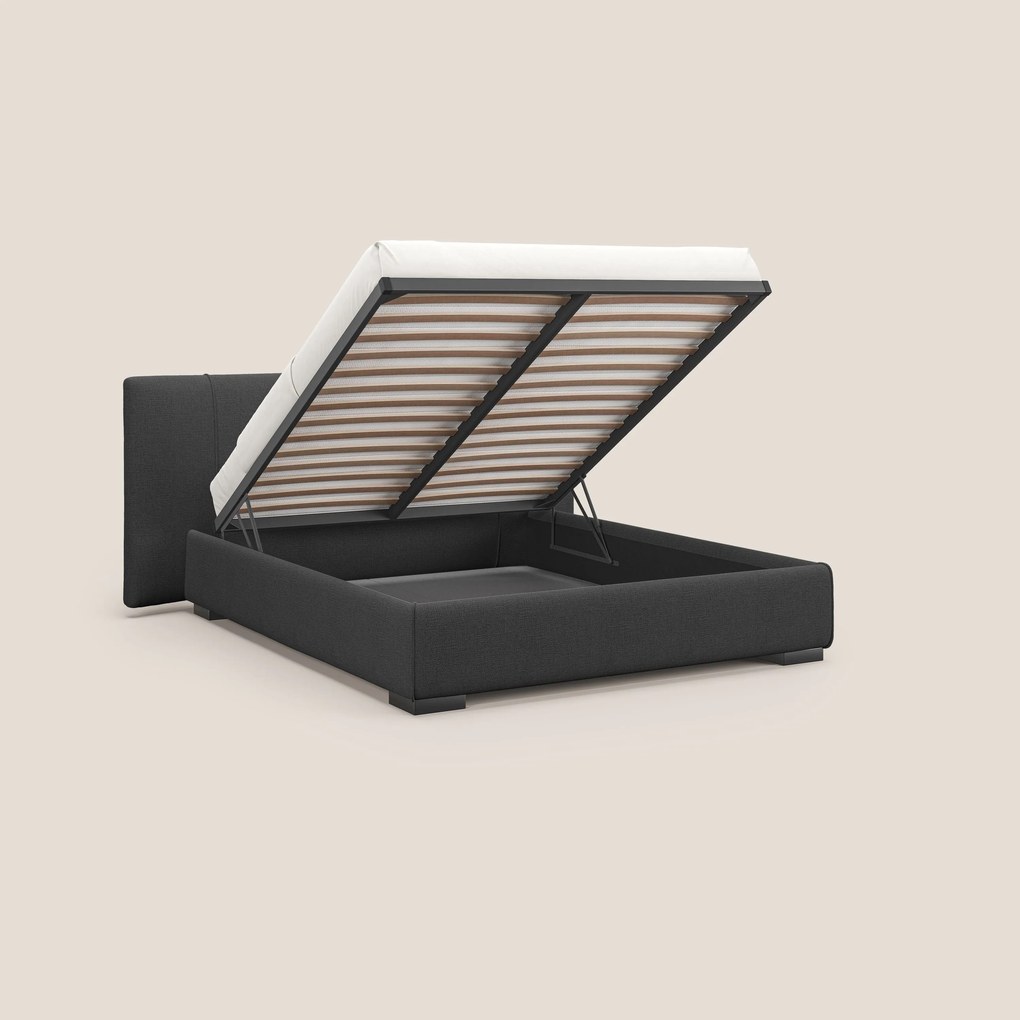 Omero letto imbottito contenitore sfoderabile in tessuto fiammato impermeabile T14 antracite