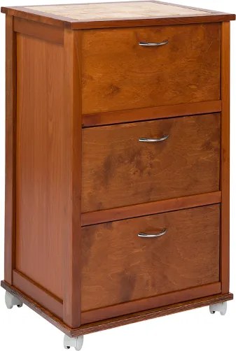 Carrello mobiletto con ante a ribalta e piano in mattonelle CILIEGIO