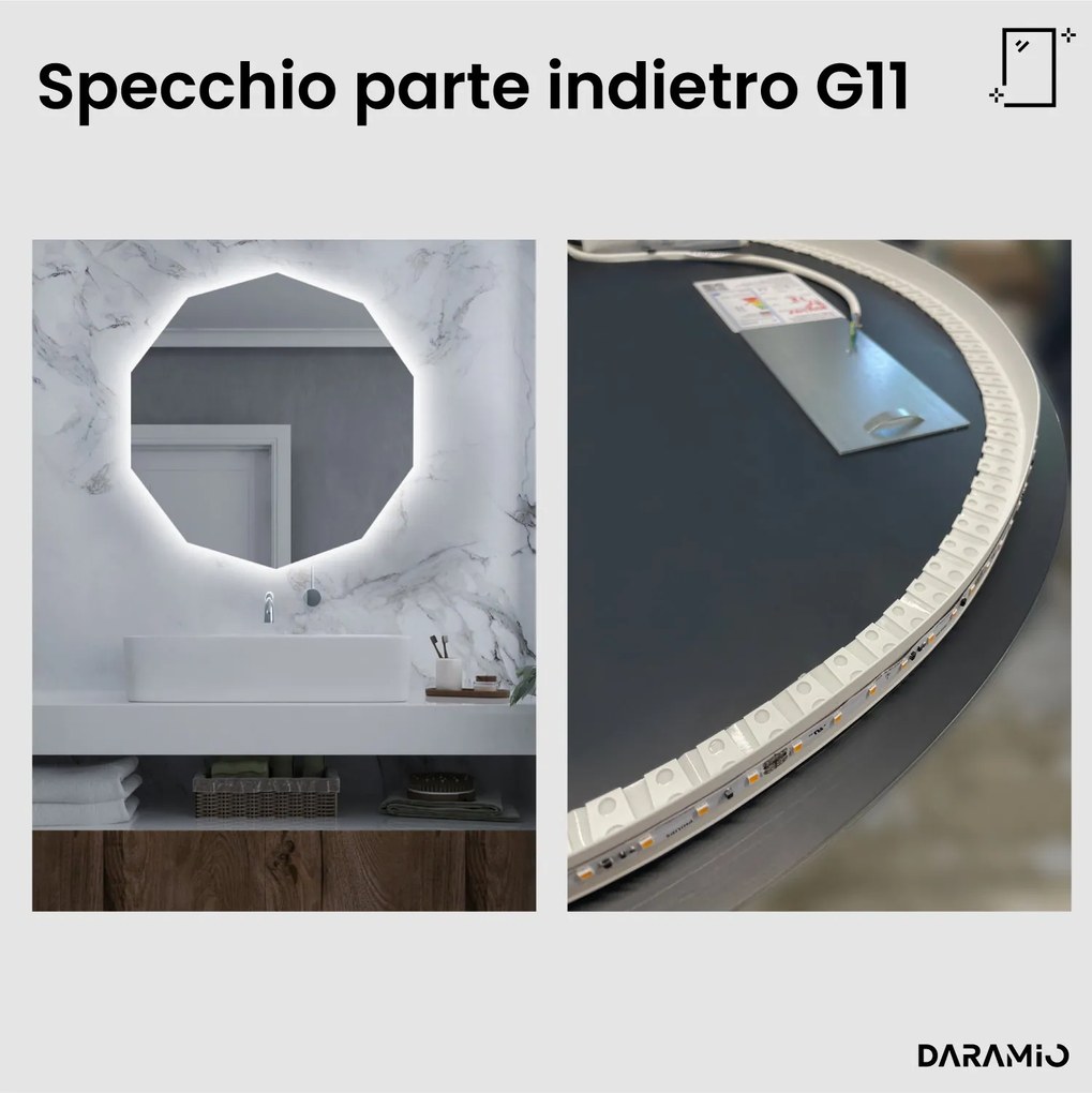 Specchio asimmetrico con luce LED G11