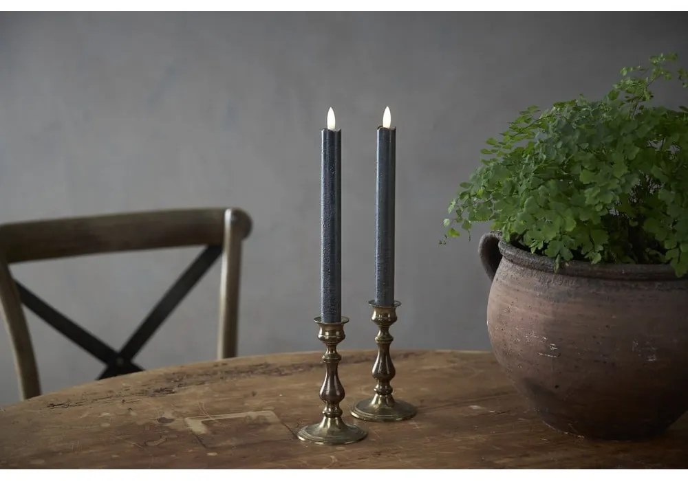 Set di 2 candele di cera LED nere, altezza 25 cm Flamme - Star Trading
