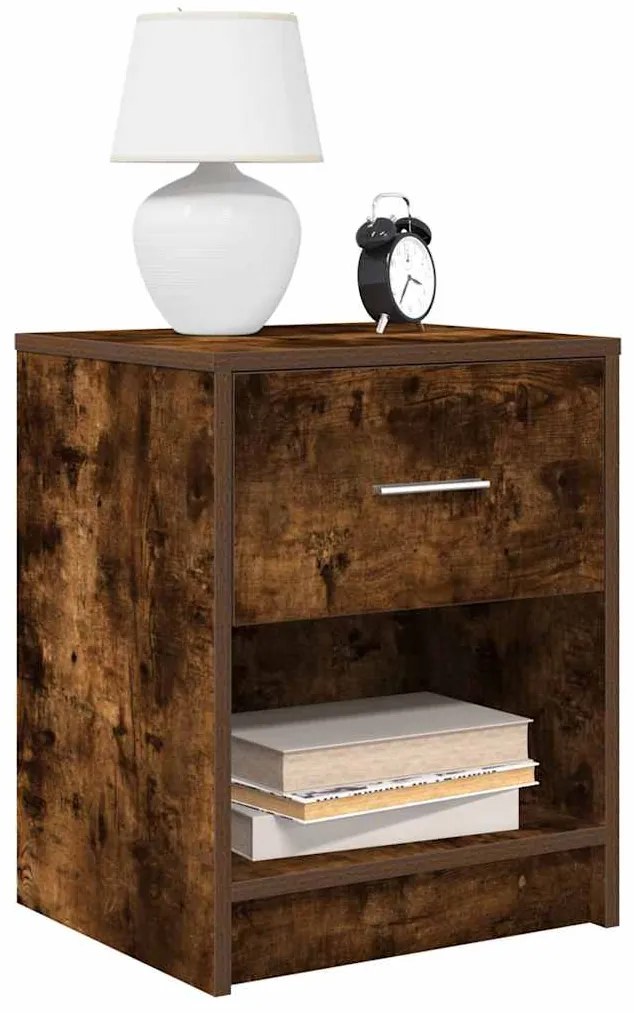 Comodini 2 Pz Con Cassetto Rovere Fumo 40x34x50 Cm /