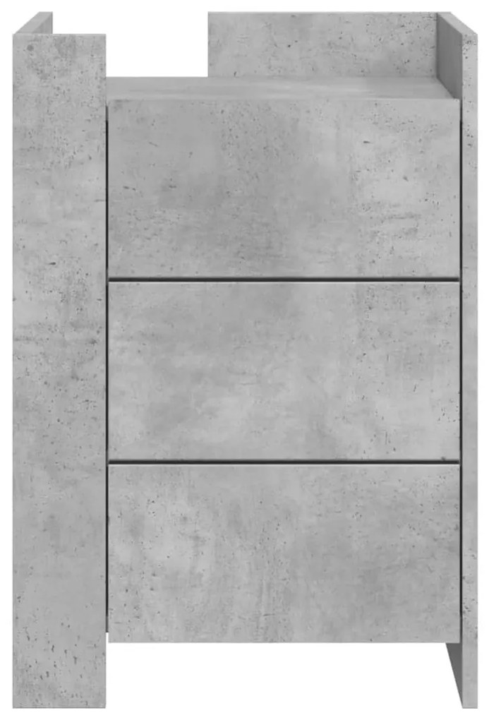 Comodino grigio cemento 45x50x65 cm in legno multistrato