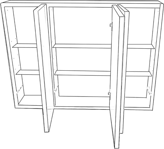 Specchio contenitore bagno a 3 ante 80xh60 cm in legno Creta Opaco