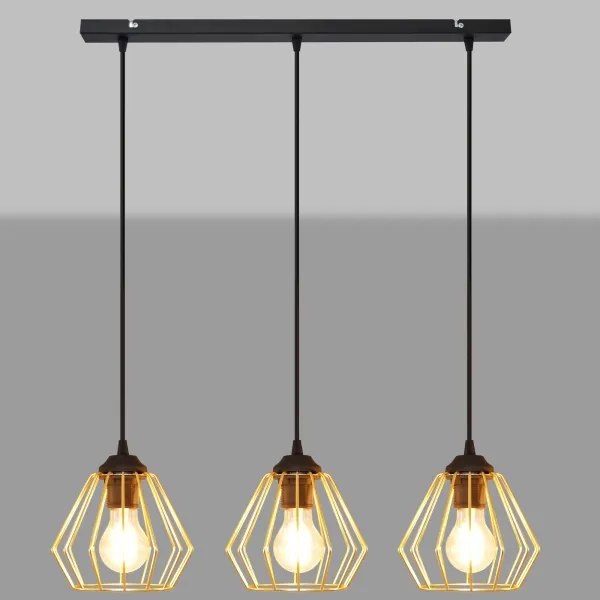 Lampadario a sospensione con filo AGAT 3xE27/15W/230V oro/nero