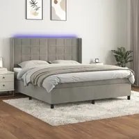 Letto a Molle Materasso e LED Grigio Chiaro 180x200 cm Velluto 3139577