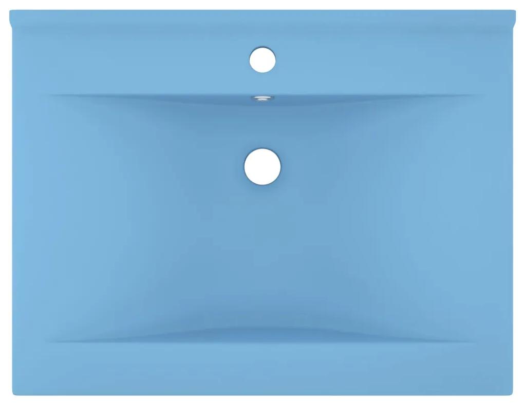 Lavandino con Foro Rubinetto Azzurro Opaco 60x46 cm in Ceramica