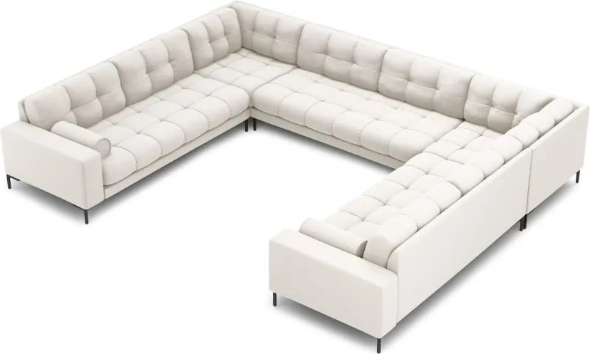 Divano angolare Bali 9 posti imbottito nero - L327 x l256 x h75