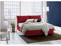 Letto matrimoniale Sabrina, Letto contenitore con rivestimento in tessuto, Made in Italy, Apertura frontale, con materasso cm 160x200 incluso, Rosso