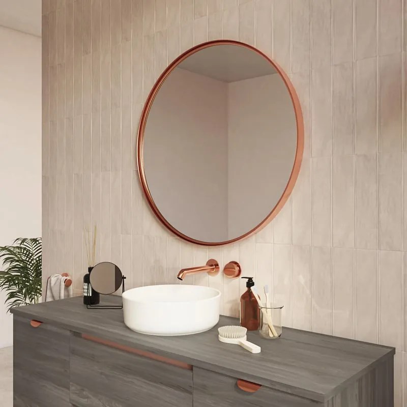 Specchio Kende tondo in alluminio rosa Ø 80 cm