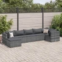 Set Divani da Giardino 7 pz con Cuscini in Polyrattan Grigio 3308226