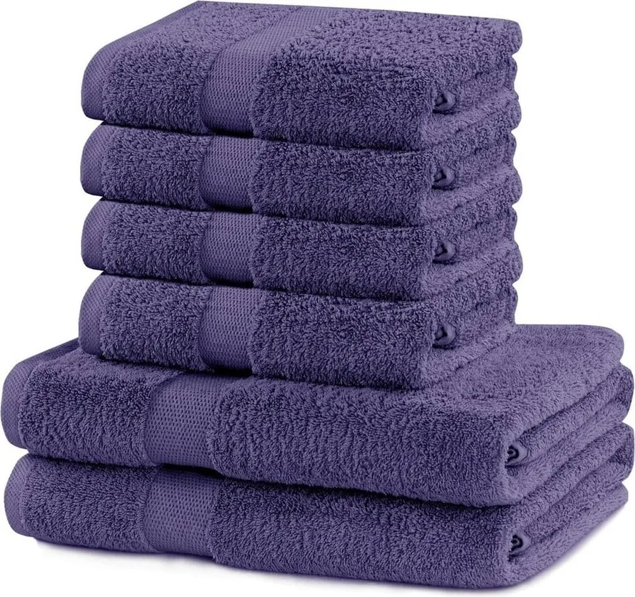 Set di 2 asciugamani in cotone viola e 4 asciugamani Marina - DecoKing