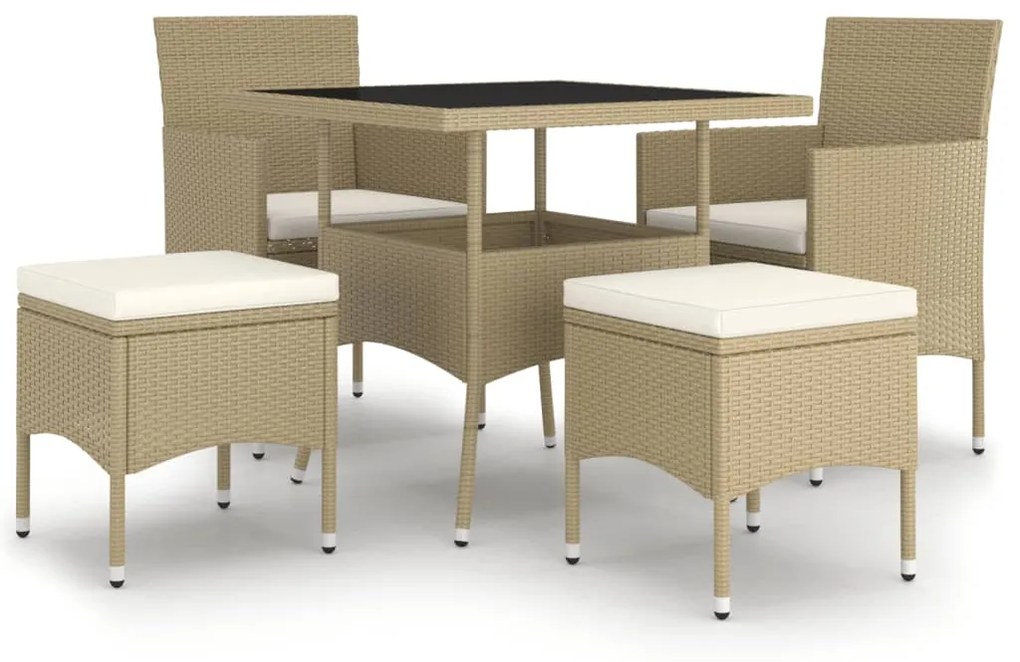 Set da pranzo per giardino 5 pz in polyrattan beige