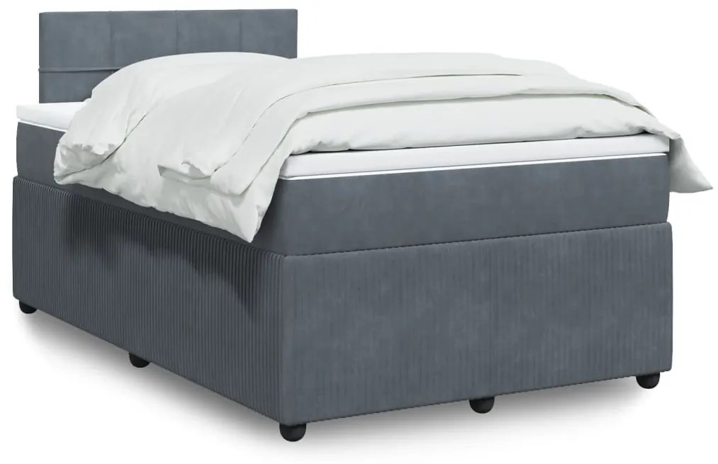 Giroletto A Molle Con Materasso Grigio Scuro 120x200 Cm Velluto /