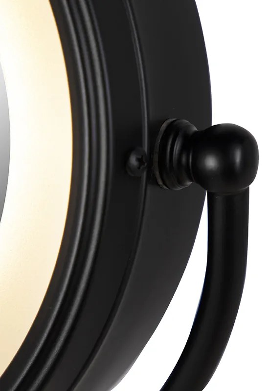 Specchio da parete di design nero con LED regolabile IP44 con tirante - Vicino