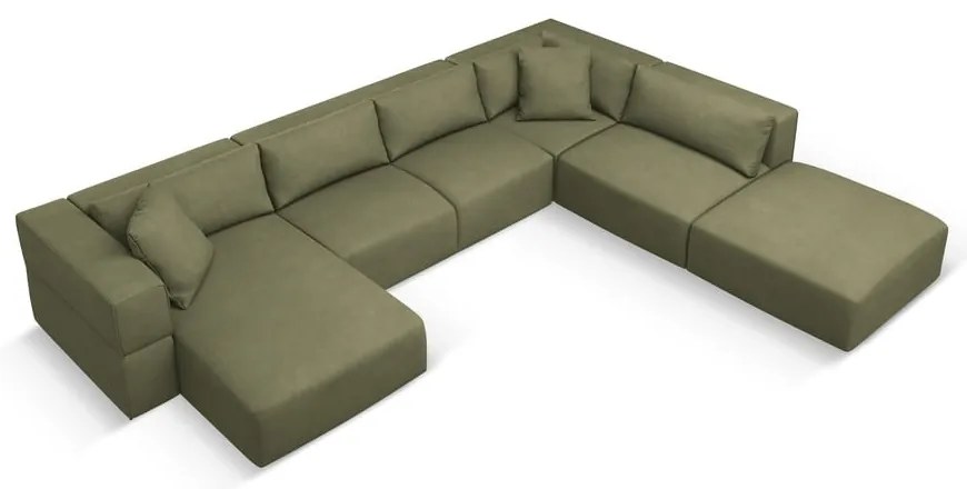 Divano a U angolare verde chiaro, angolo destro Esther - Milo Casa
