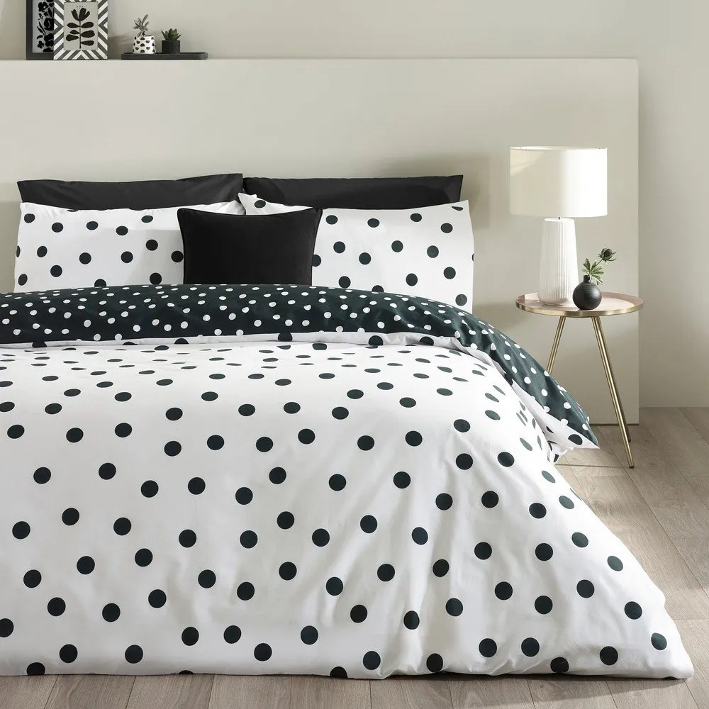 Set copripiumino e federa bianco e nero per letto singolo 135x200 cm Polka Dot – Catherine Lansfield