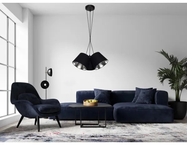 Lampadario su corda  ZOMA 3xE27/60W/260V nero/cromo lucido