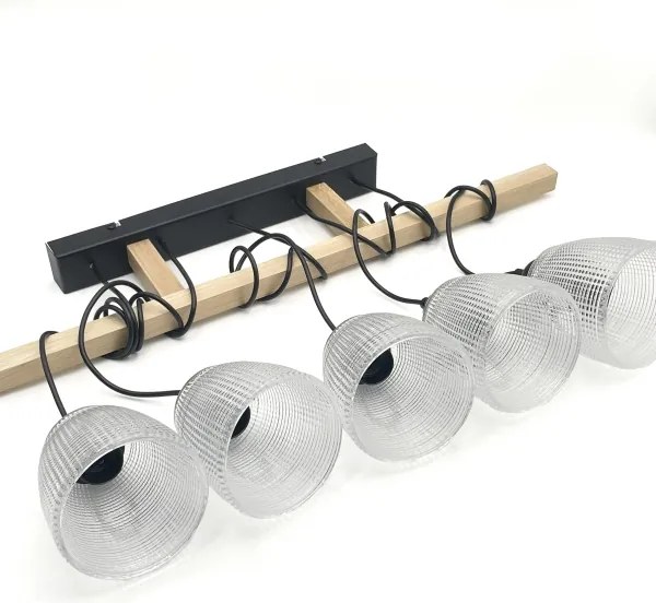 Lampadario su cavo LEANDRA 5xE27/15W/230V rovere/nero