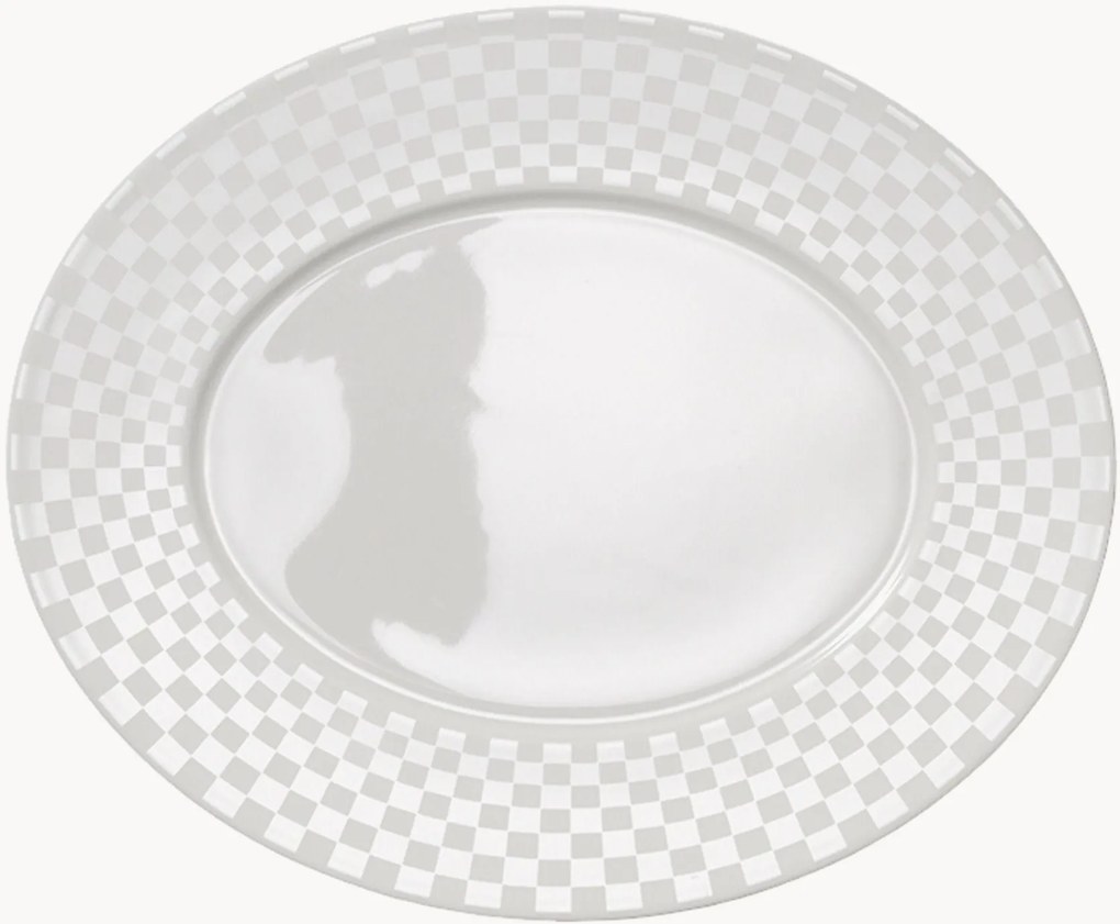 Set di 6 piatti ovali da portata in Fine Bone China Cross White