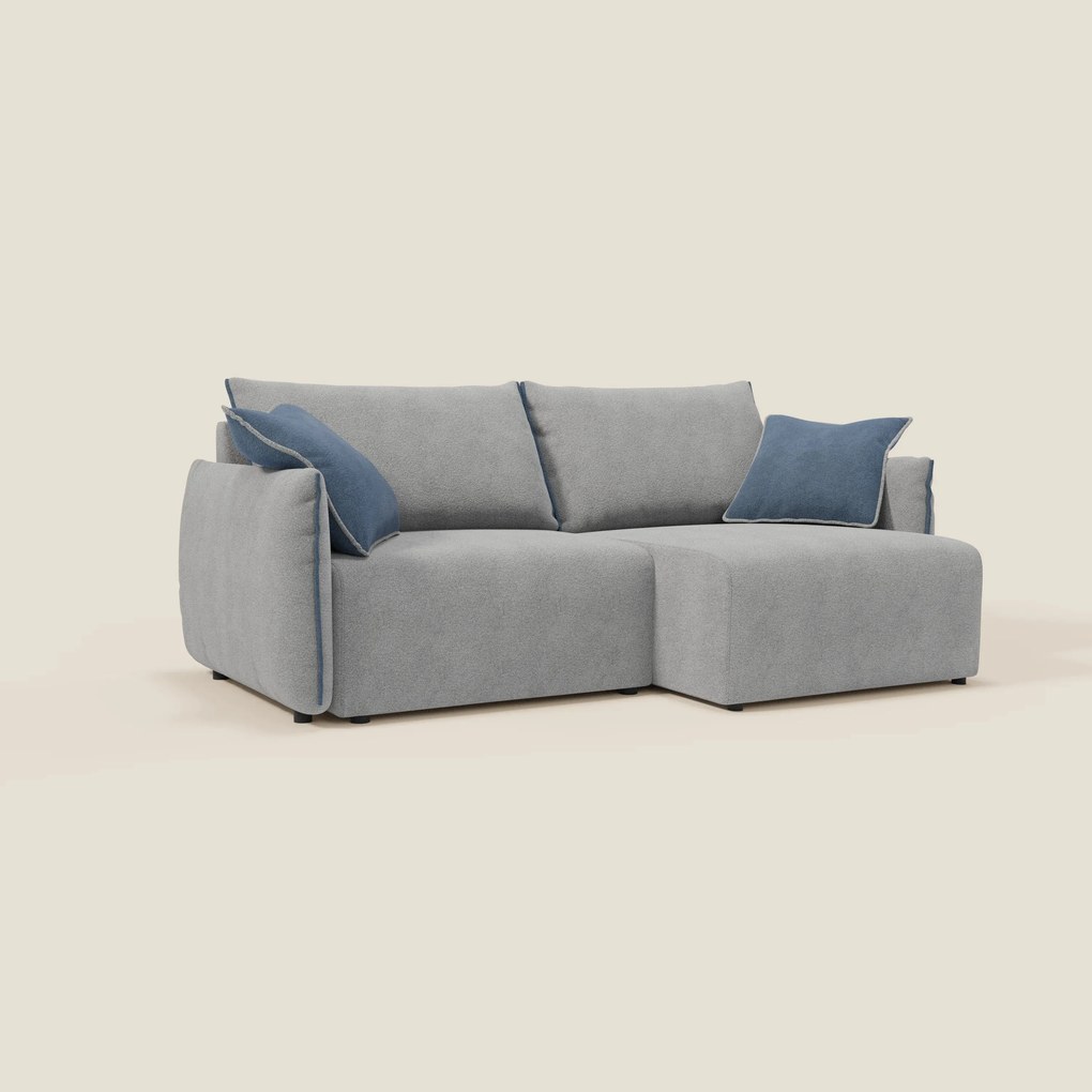 Flexar divano con sedute allungabili e schienale in piuma in morbido bouclé impermeabile T07 grigio - blu