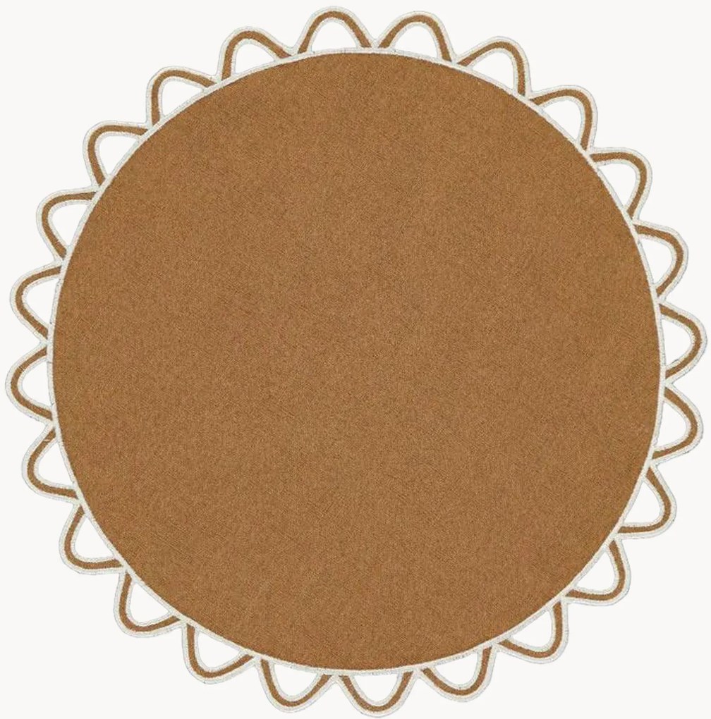 Tovaglietta rotonda con bordo ricamato Halo