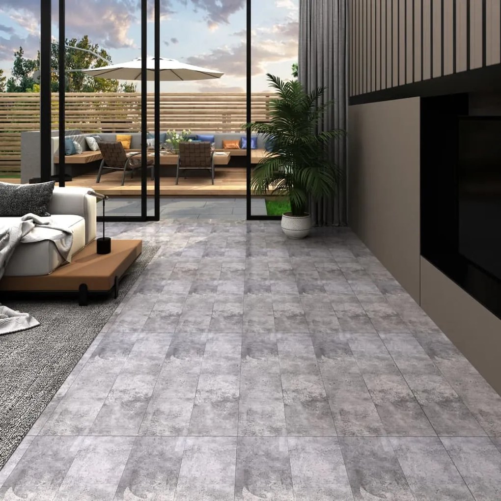 Listoni Pavimento Autoadesivi Pvc 5,21m² 2mm Marrone Cemento /