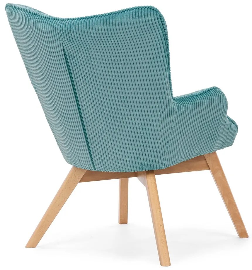 Poltrona turchese con rivestimento in velluto a coste Niko – Ropez