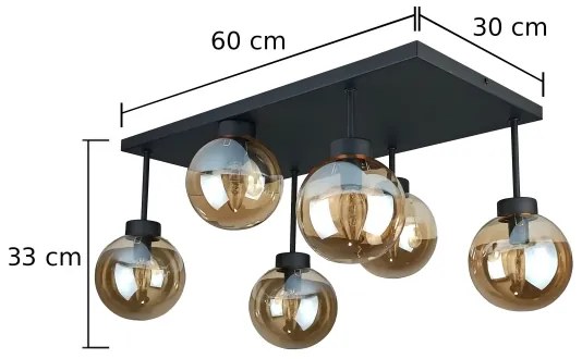Lampadario a plafone DEA 6xE14/60W/230V nero/fumé beige