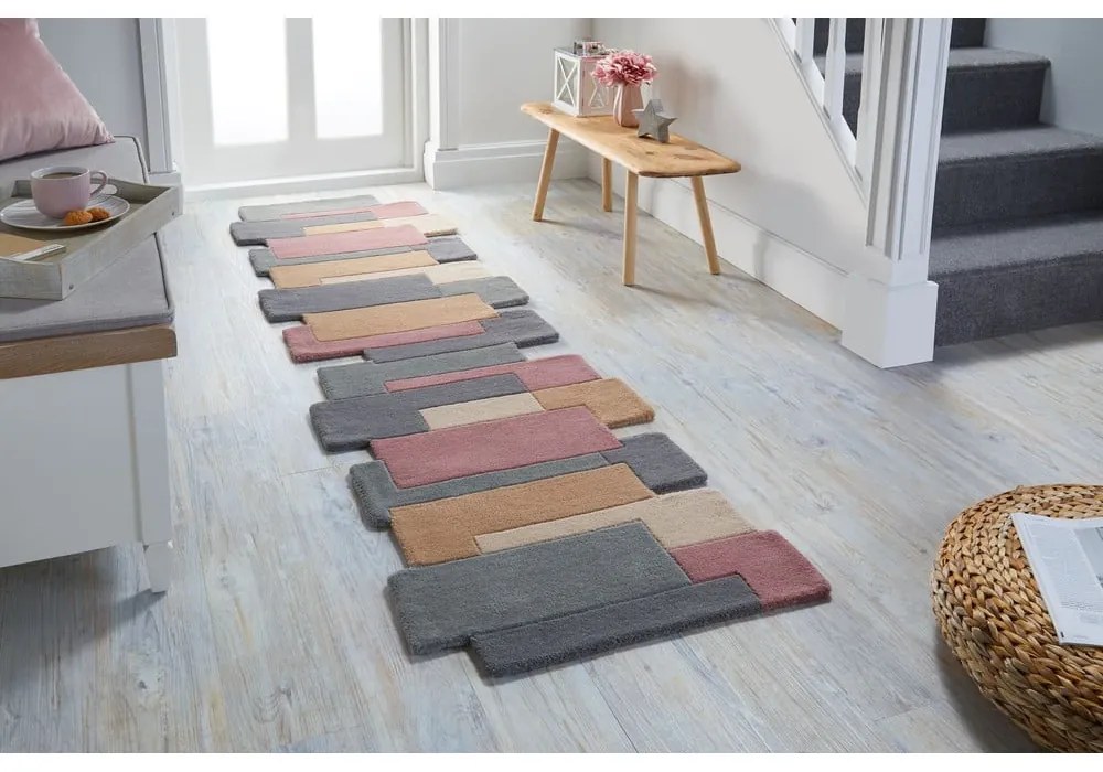 Tappeto in lana marrone 60x230 cm Collage - Flair Rugs