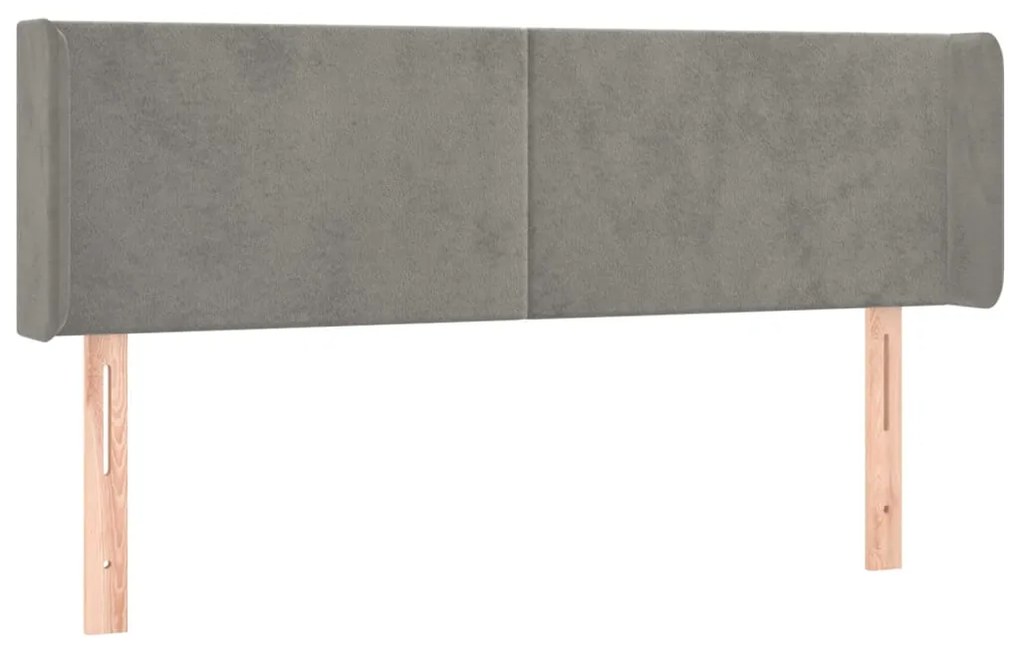 Testiera ad orecchio grigio chiaro 147x16x78/88 cm in velluto