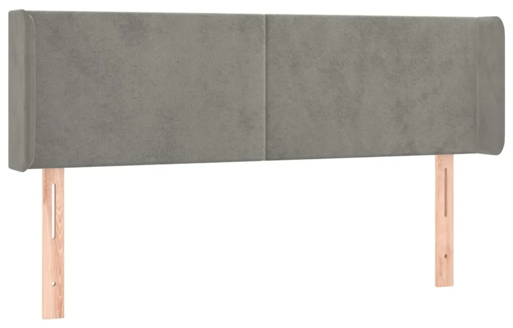 Testiera ad orecchio grigio chiaro 147x16x78/88 cm in velluto