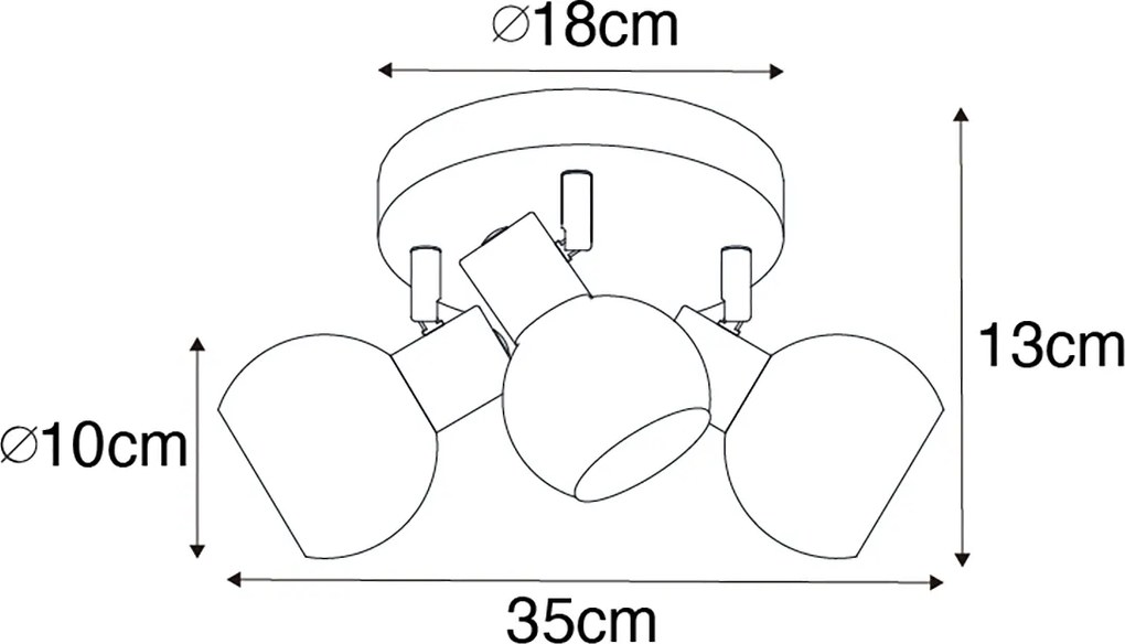 Faretto da soffitto intelligente nero con vetro fumé incl. 3 Wifi P45 - Vidro