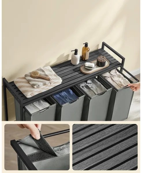 Cesto per la biancheria REX nero/grigio