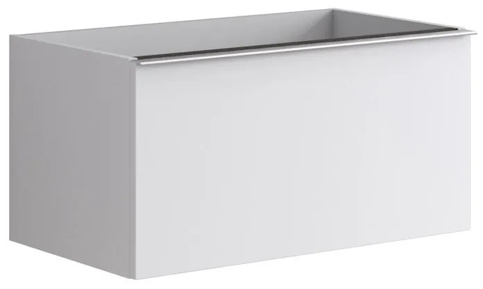 Mobile da bagno sotto lavabo Pixel plain bianco e maniglia alluminio brillante laccato L 80 x H 40 x P 45.5 cm 2 cassetti, lavabo non incluso