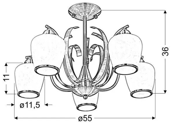 Lampadario a sospensione con supporto rigido OPERA 5xE27/60W/230V