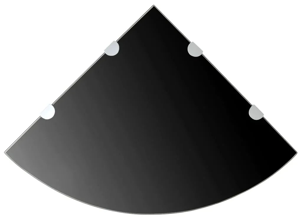 Scaffale Angolare Con Supporti Cromati Vetro Nero 45x45 Cm /