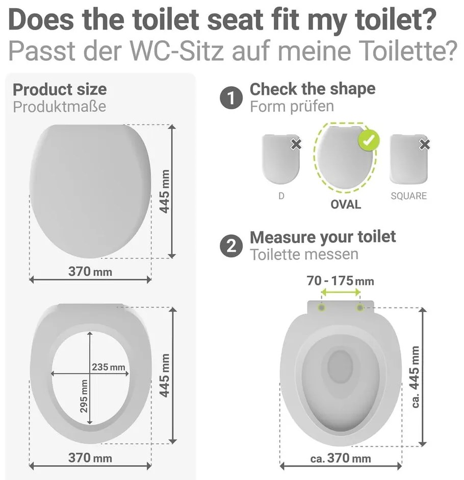 Sedile WC con chiusura Easy-Close (automatica) 37 x 44,5 cm Ostuni – Wenko