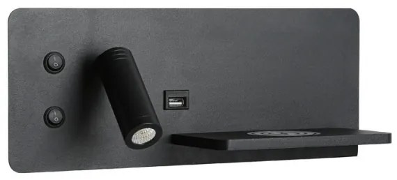 Immax 08287L-LED Applique con ripiano, USB e ricarica wireless LED/3W/230V + LED/3W