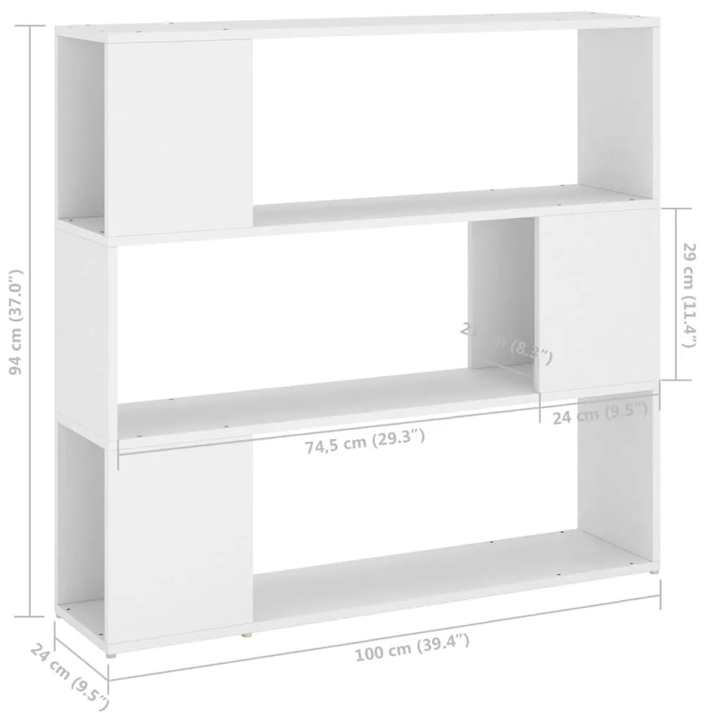 Libreria/Divisorio Bianco 100x24x94 cm