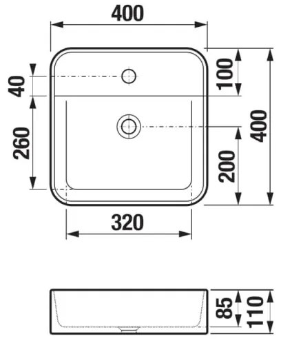 JIKA H8183610001111 - Lavandino da appoggio ASTRA 40x40 cm ceramiche/bianco