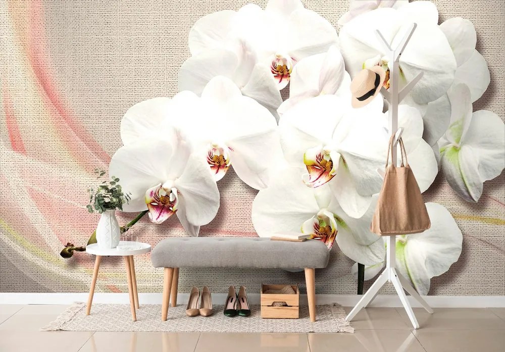 Carta da parati – Orchidea bianca su tela