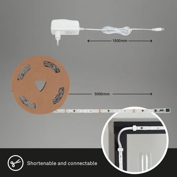 Brilo - Striscia LED RGBW dimmerabile 6,5m LED/24W/230V + +TC