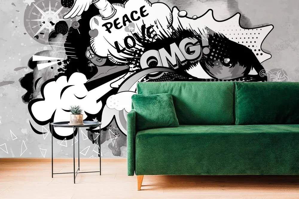 Carta da parati – Occhio graffiti grigio