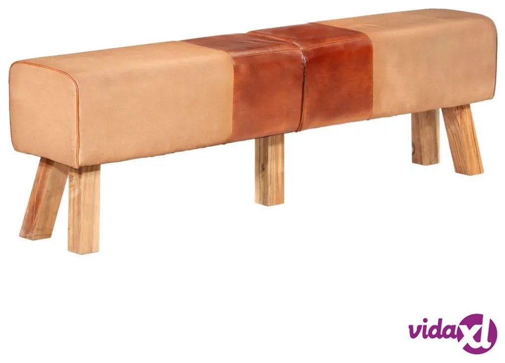 vidaXL Panca per Esercizi Marrone 160 cm in Vera Pelle e Tela