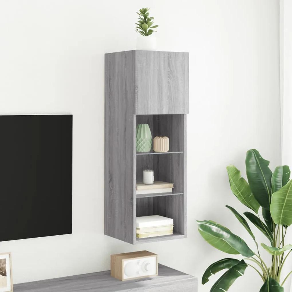 Mobile TV con Luci LED Grigio Sonoma 30,5x30x90 cm