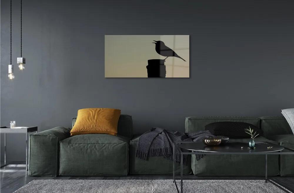 Quadro vetro Uccello nero 100x50 cm