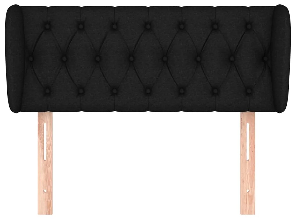 Testiera ad orecchio nera 103x23x78/88 cm in tessuto