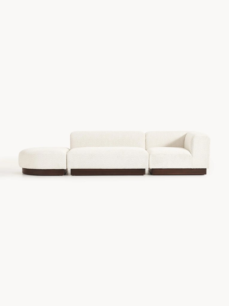 Chaise lounge componibile in teddy bouclé con poggiapiedi (sinistra/destra) Natalie