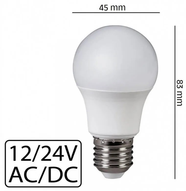Lampada LED E27 5W 12/24V ac/dc Colore Bianco Naturale 4.200K