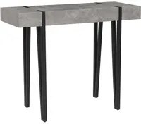 Consolle Grigio Chiaro Piano Gambe A Forcella In Metallo Nero 100 x 40 cm Stile Industriale Rettangolare